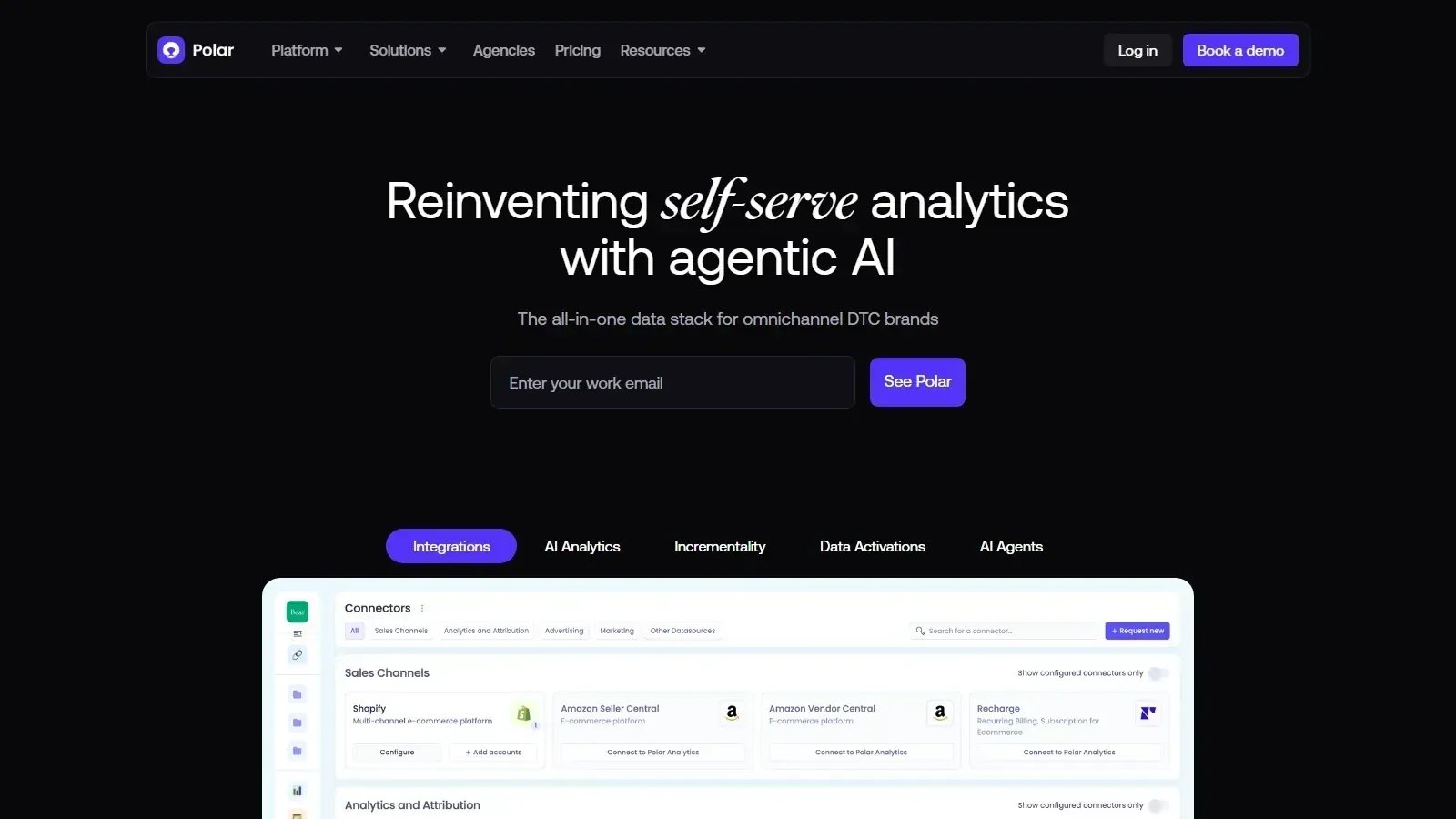 Polar Analytics homepage screenshot