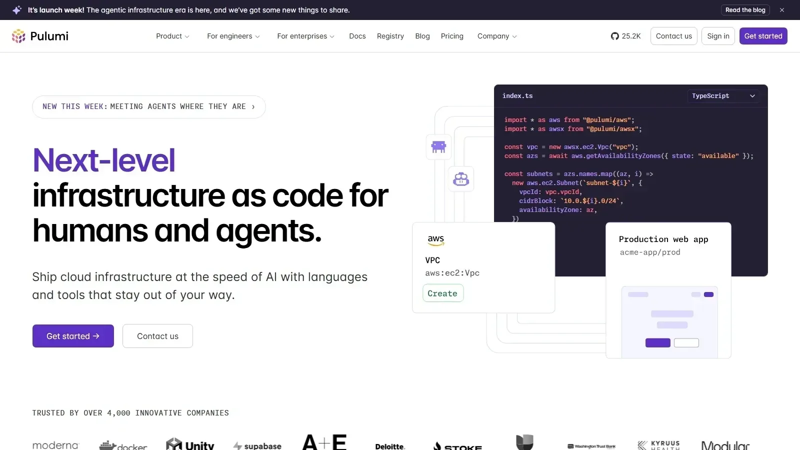 Pulumi homepage screenshot