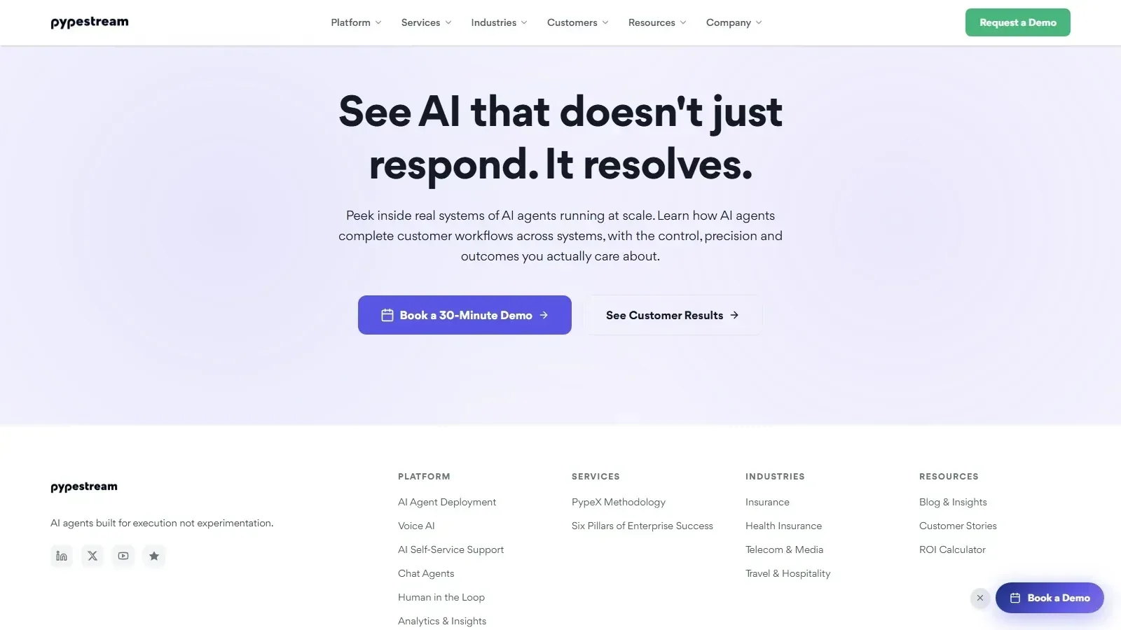 Pypestream homepage screenshot