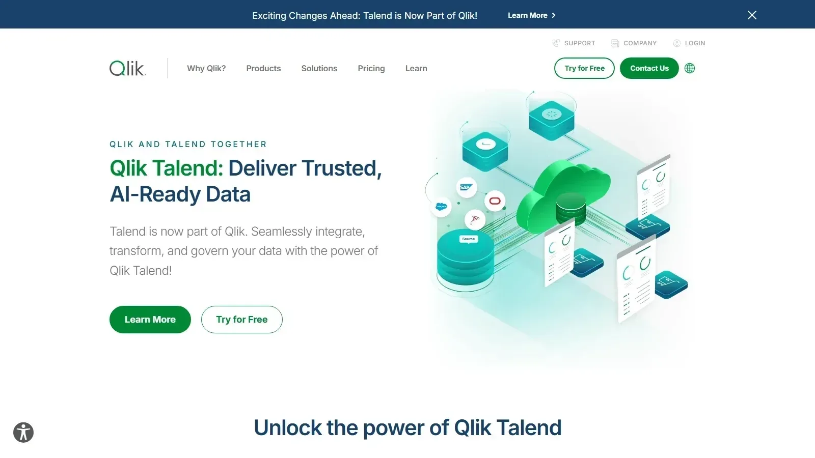 Qlik Talend homepage screenshot