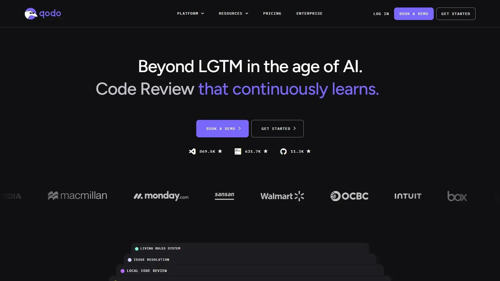 Qodo homepage screenshot