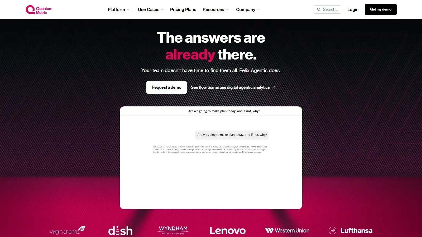 Quantum Metric homepage screenshot