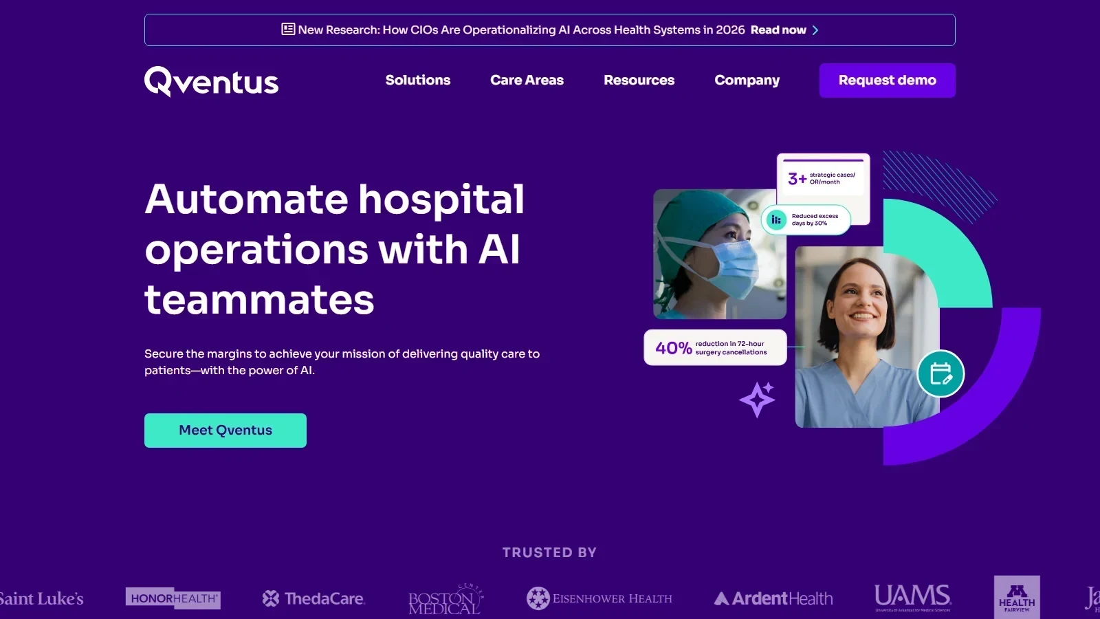 Qventus homepage screenshot