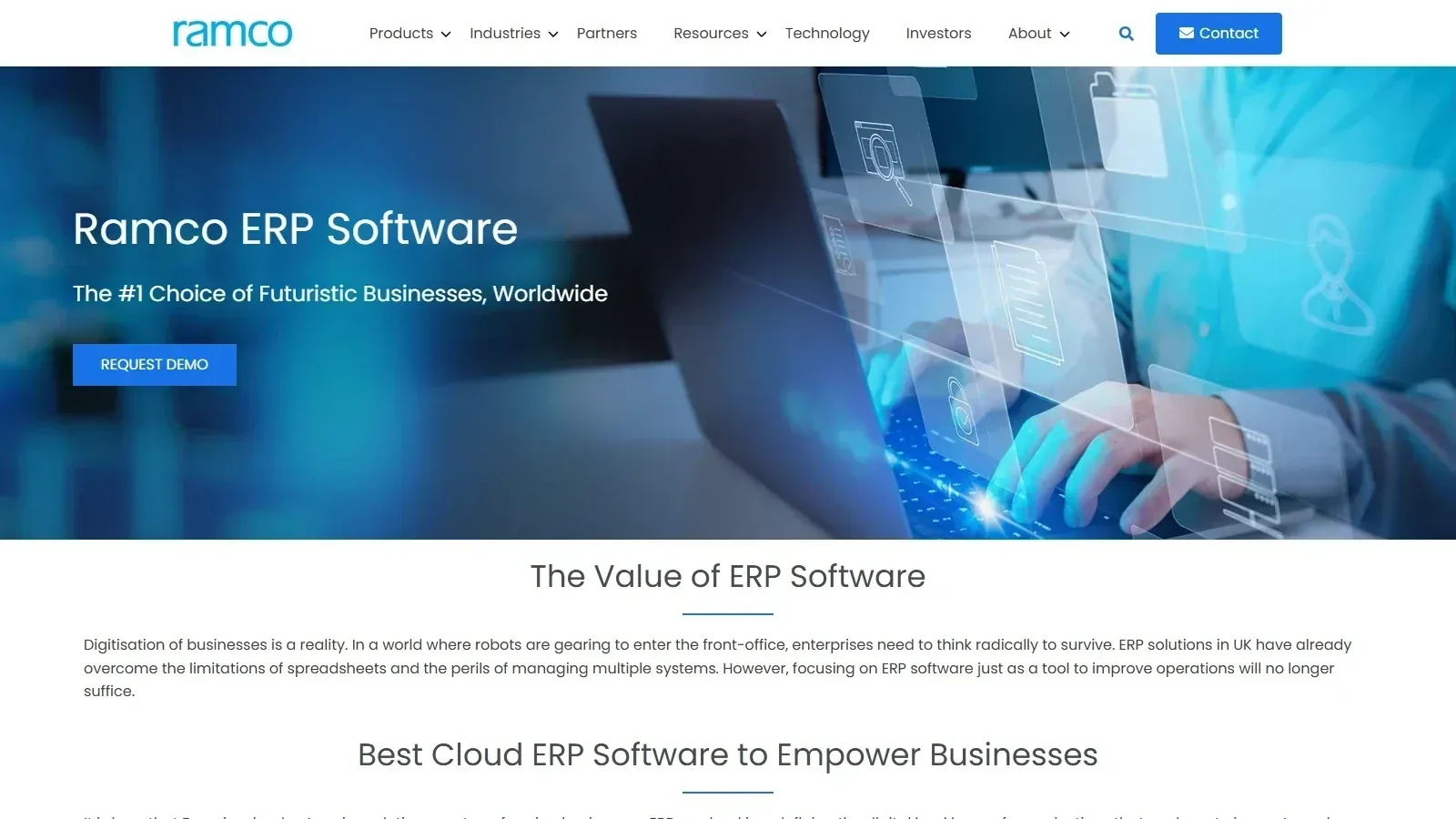 Ramco Systems ERP homepage screenshot
