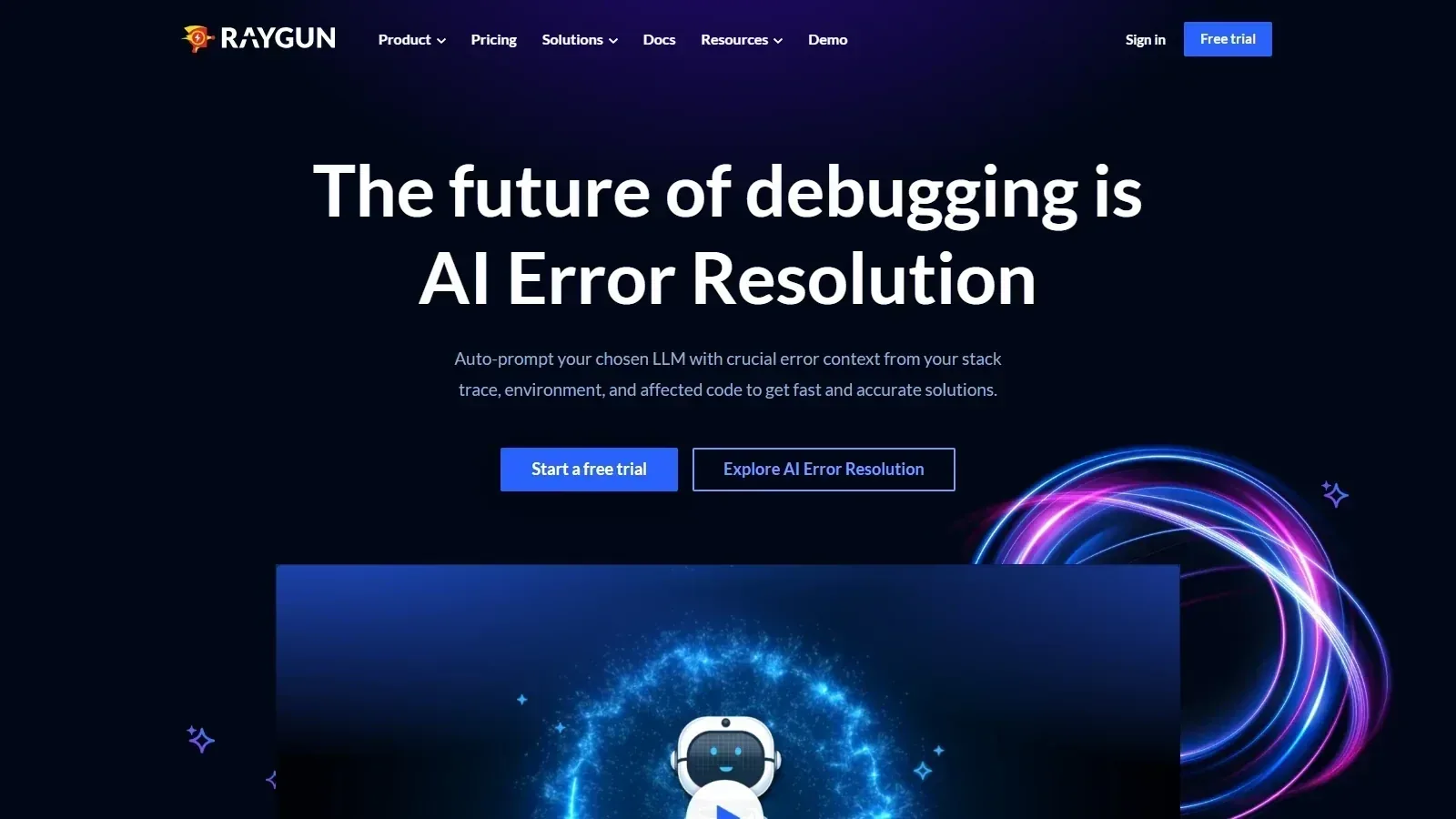 Raygun homepage screenshot