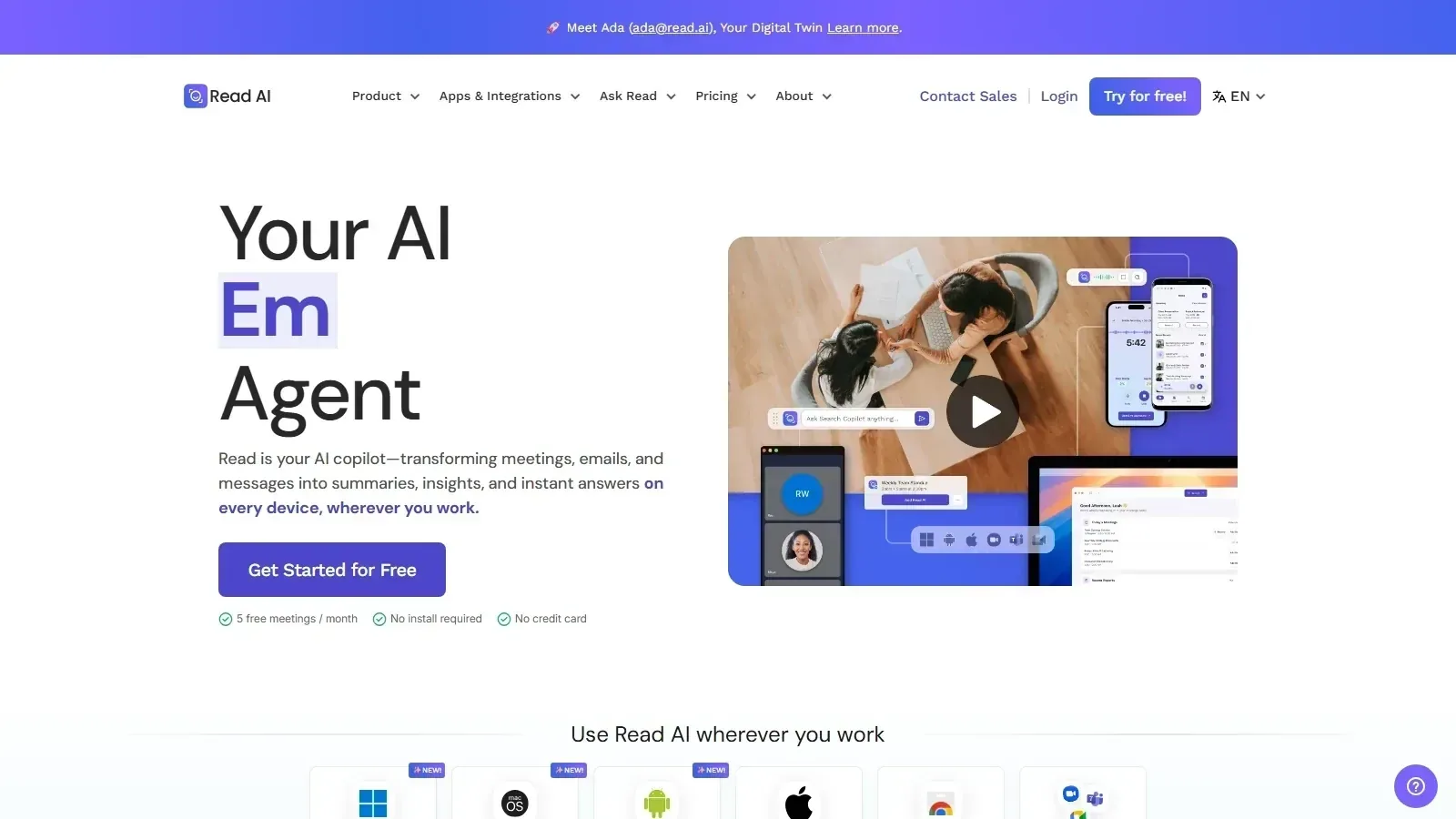 Read AI homepage screenshot