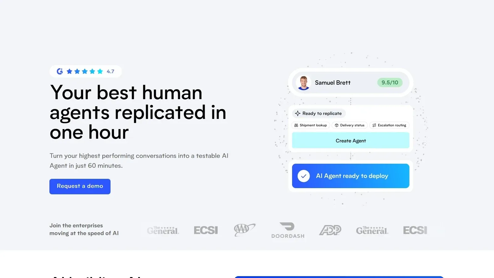 Replicant AI homepage screenshot