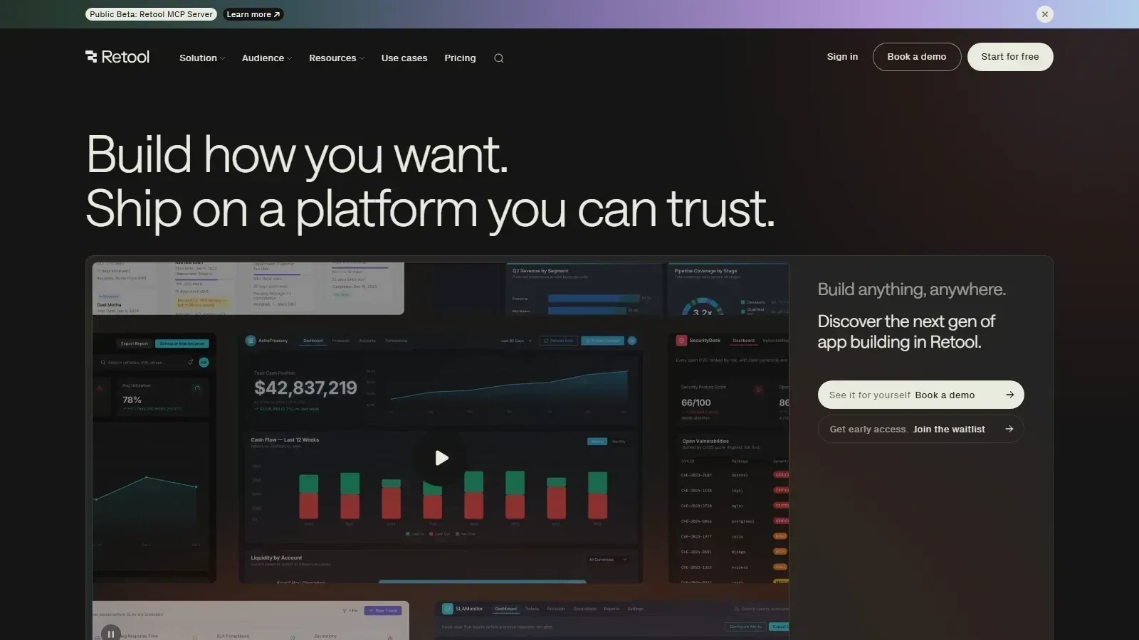 Retool homepage screenshot