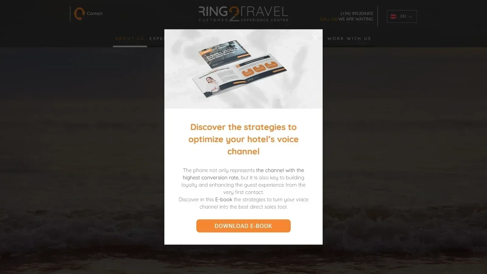 Ring2Travel homepage screenshot