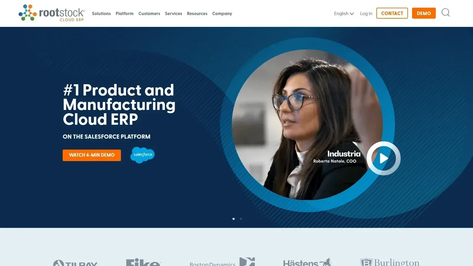Rootstock ERP homepage screenshot