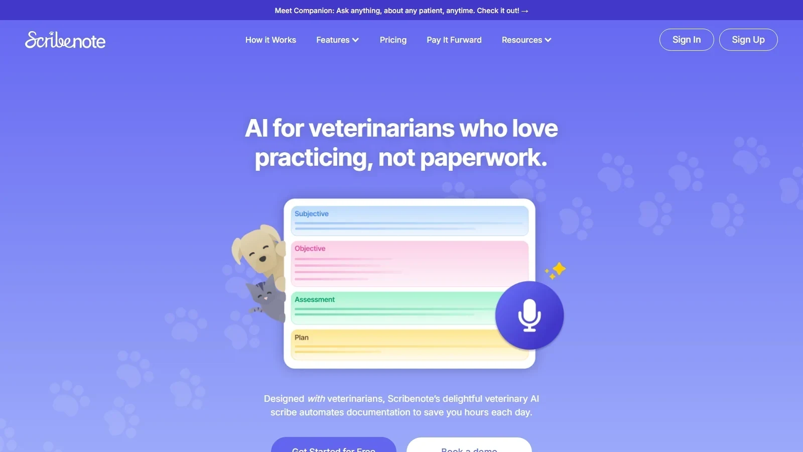 Scribenote homepage screenshot