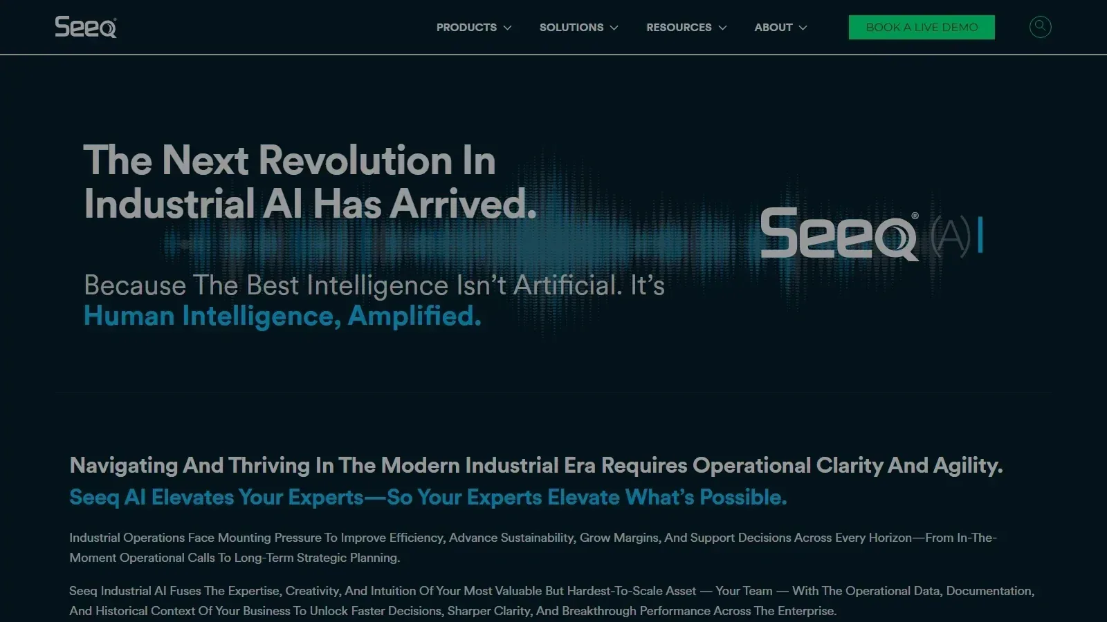Seeq Analytics homepage screenshot