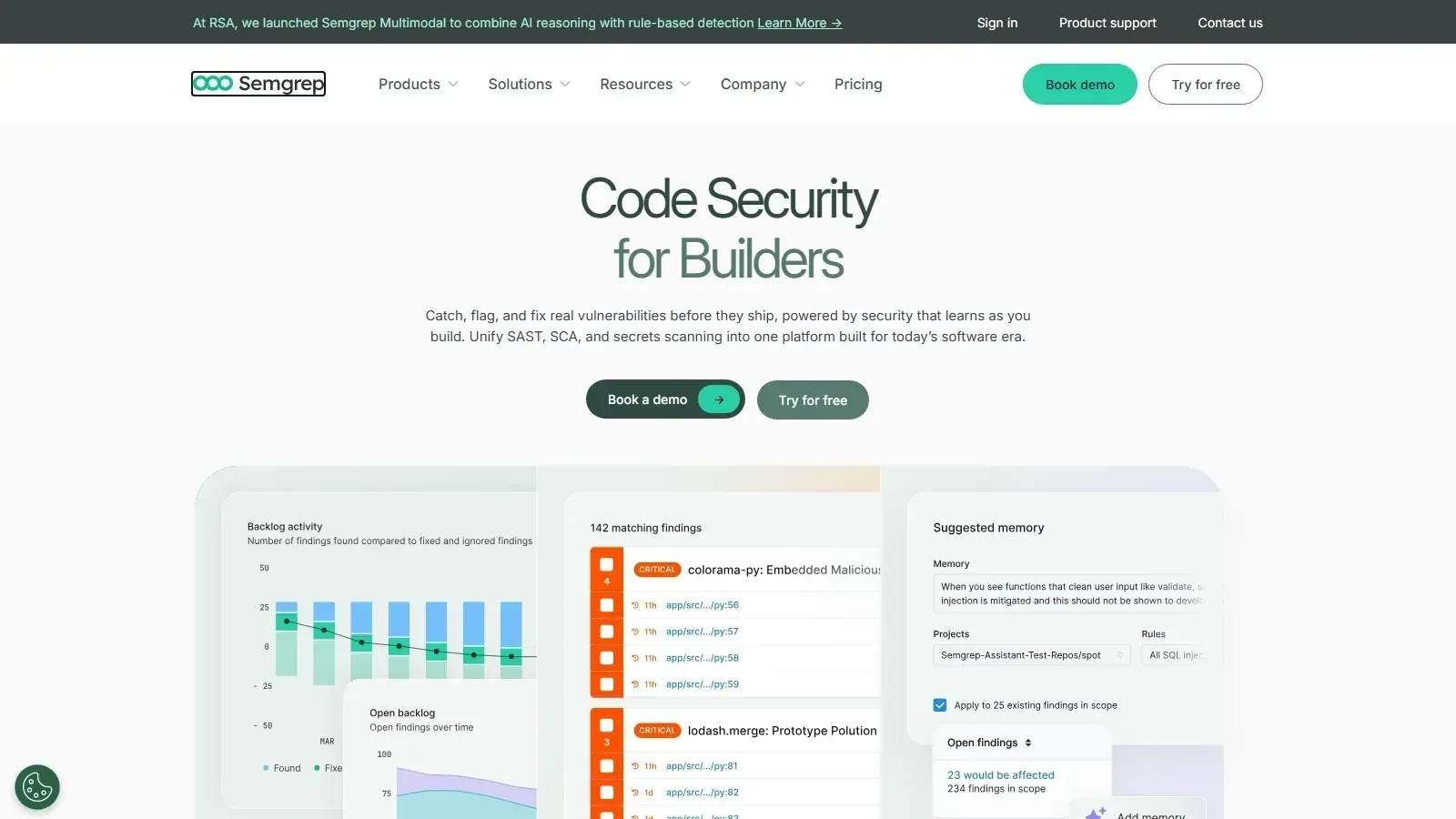 Semgrep homepage screenshot