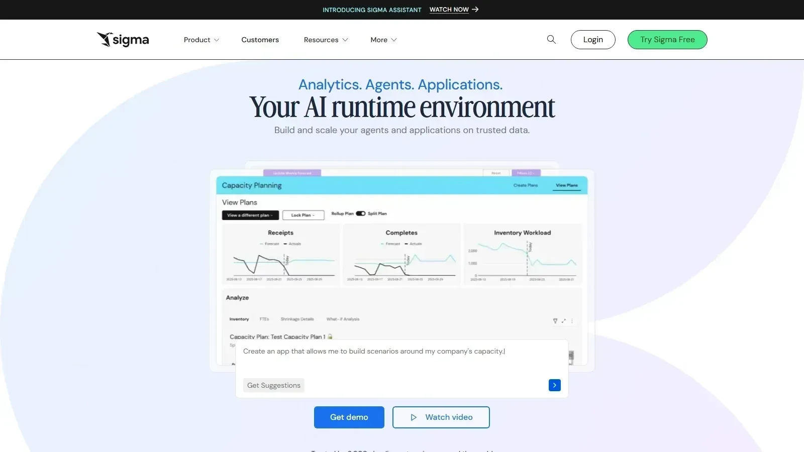 Sigma Computing homepage screenshot