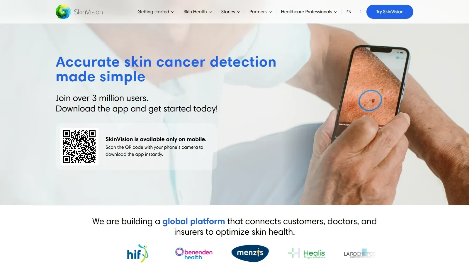 SkinVision homepage screenshot
