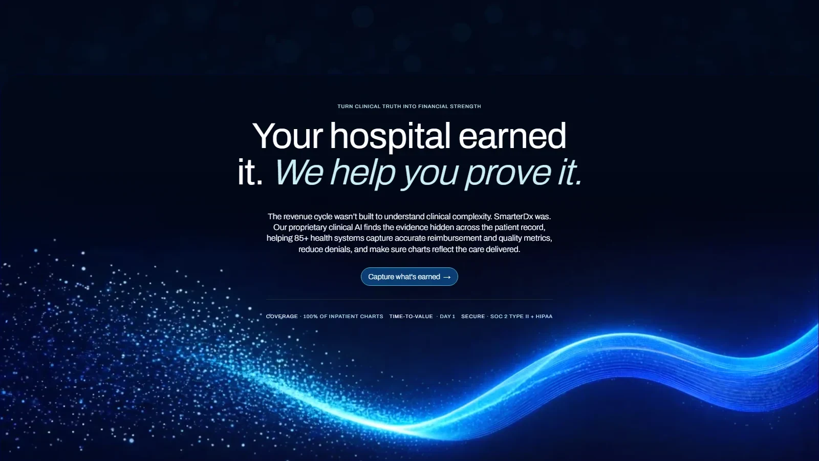 SmarterDx homepage screenshot