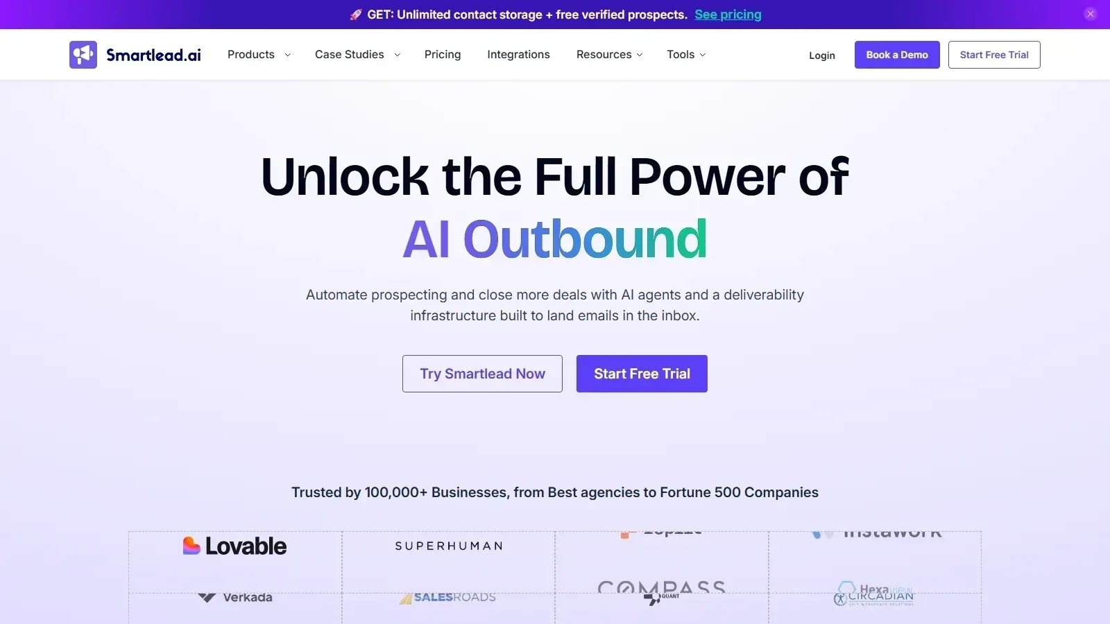 Smartlead homepage screenshot