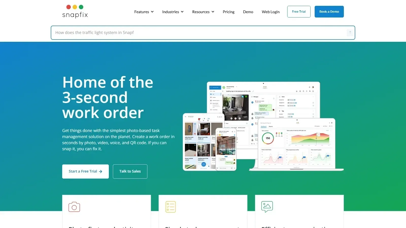 Snapfix homepage screenshot