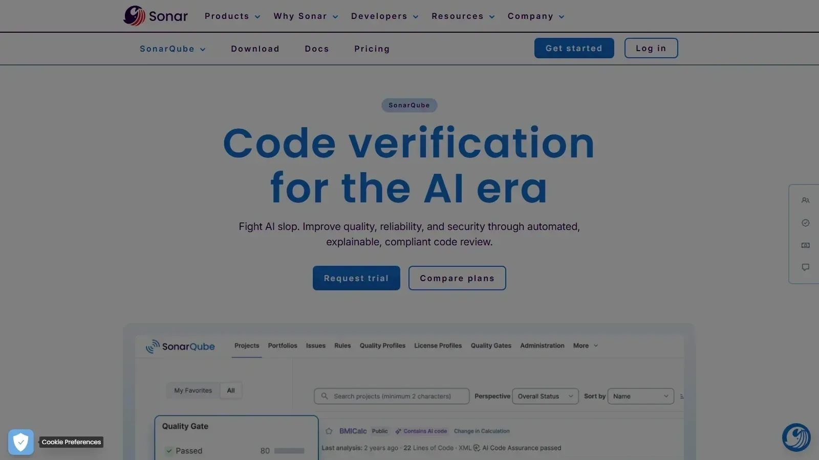 Sonar homepage screenshot