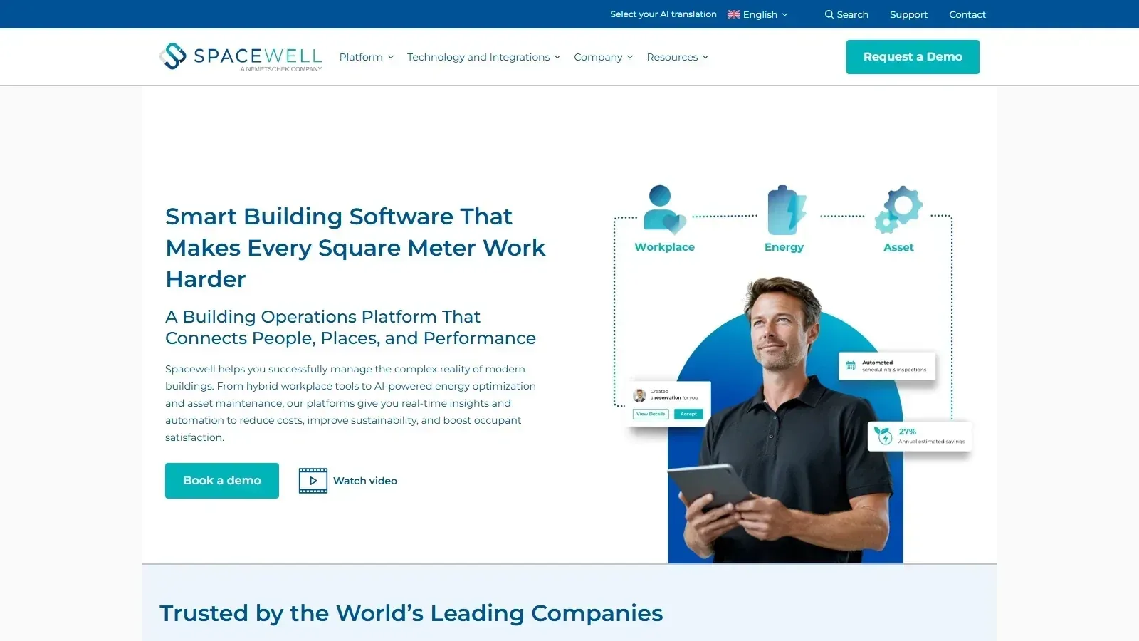 Spacewell homepage screenshot