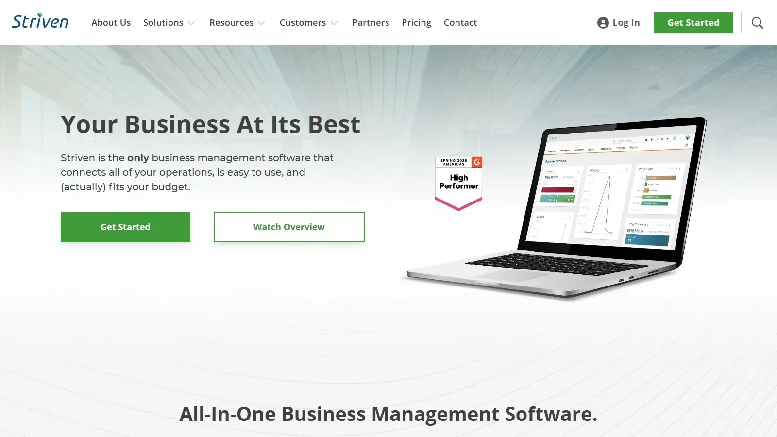 Striven homepage screenshot