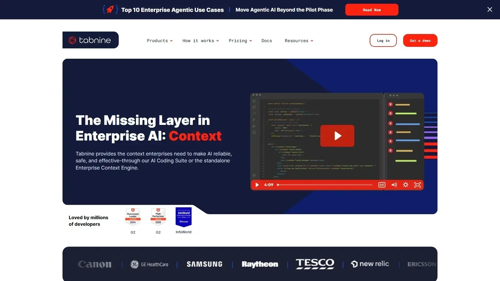 Tabnine homepage screenshot