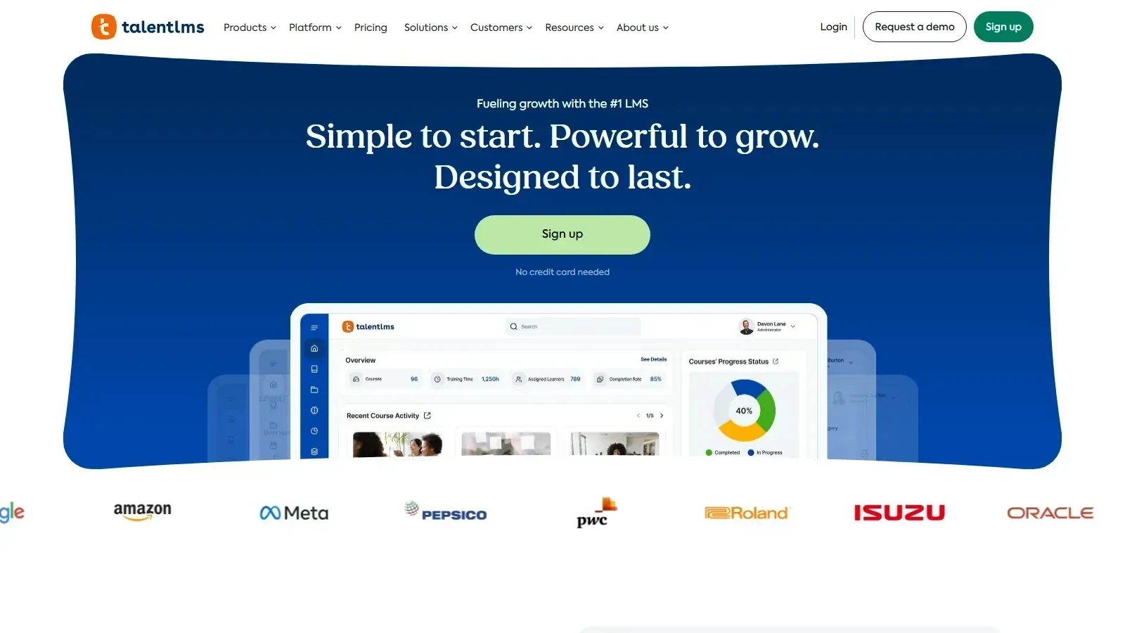 TalentLMS homepage screenshot