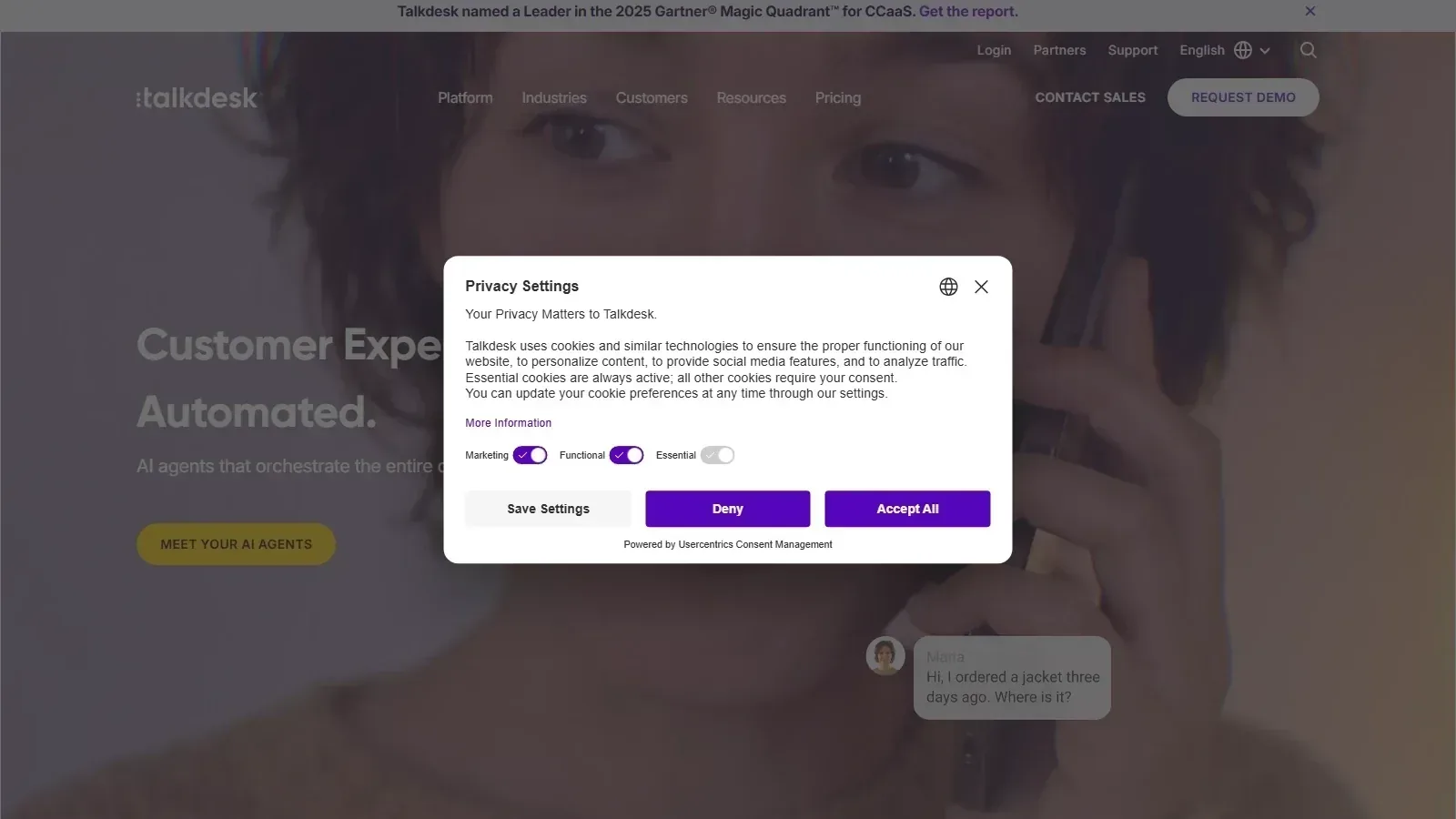 Talkdesk homepage screenshot