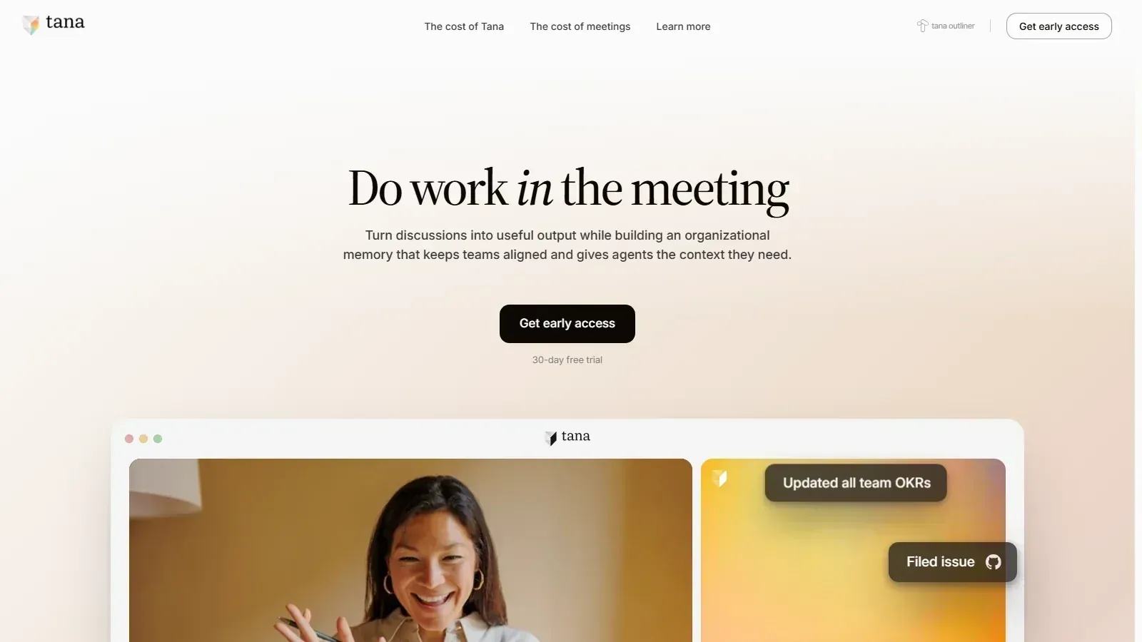 Tana homepage screenshot