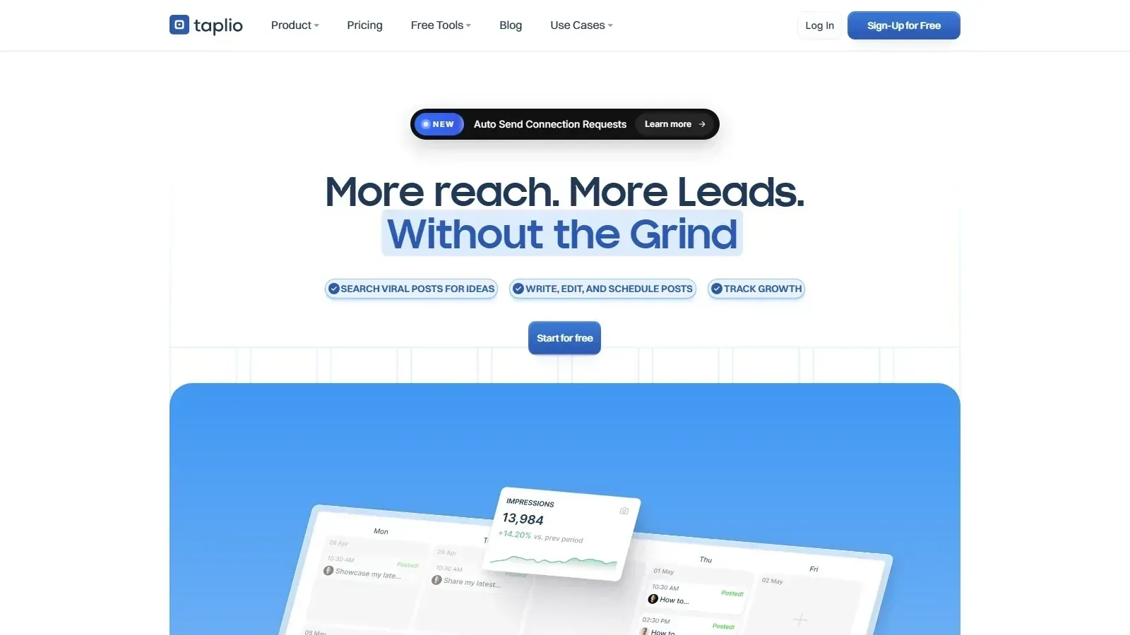Taplio homepage screenshot