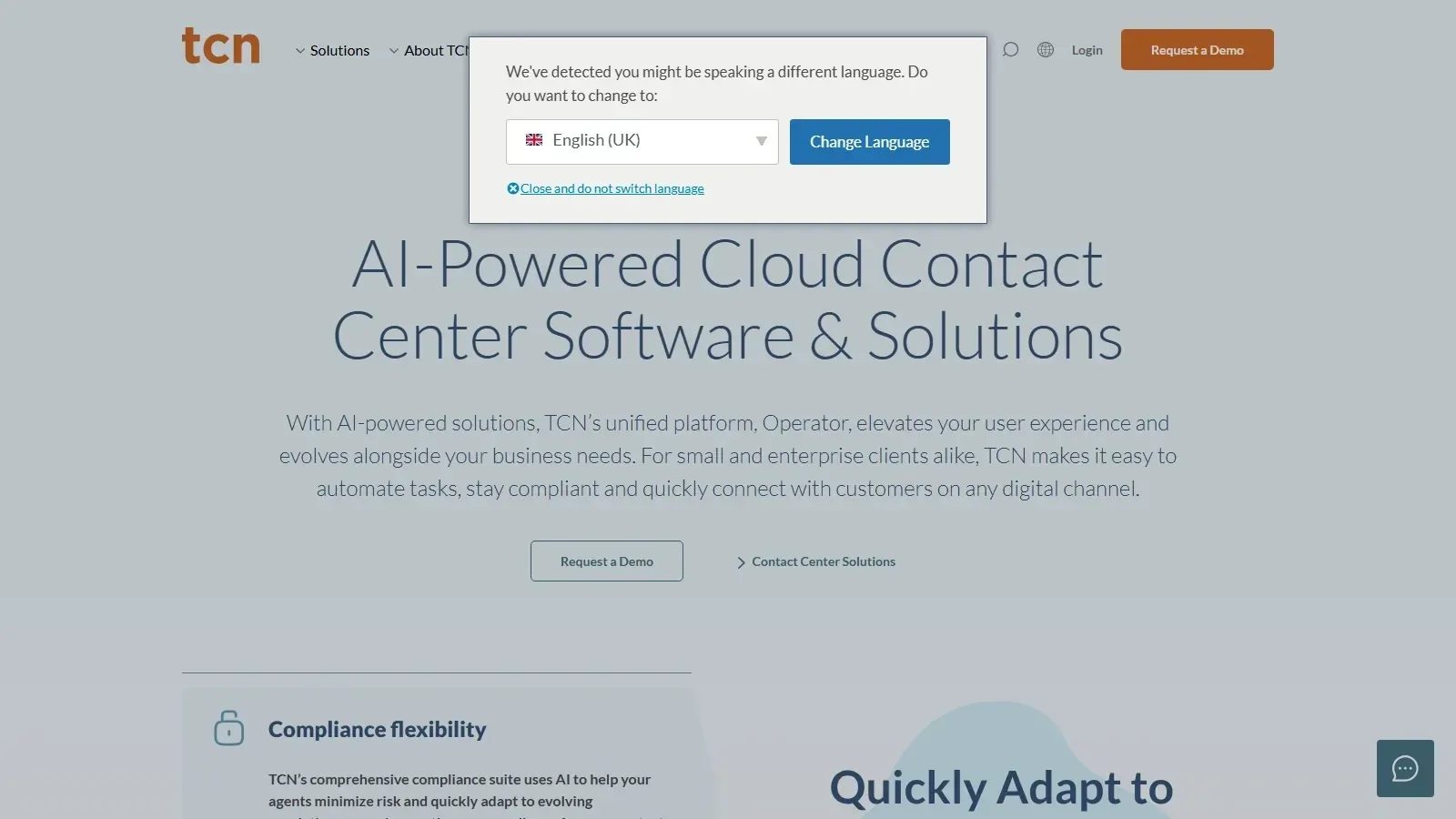 TCN homepage screenshot