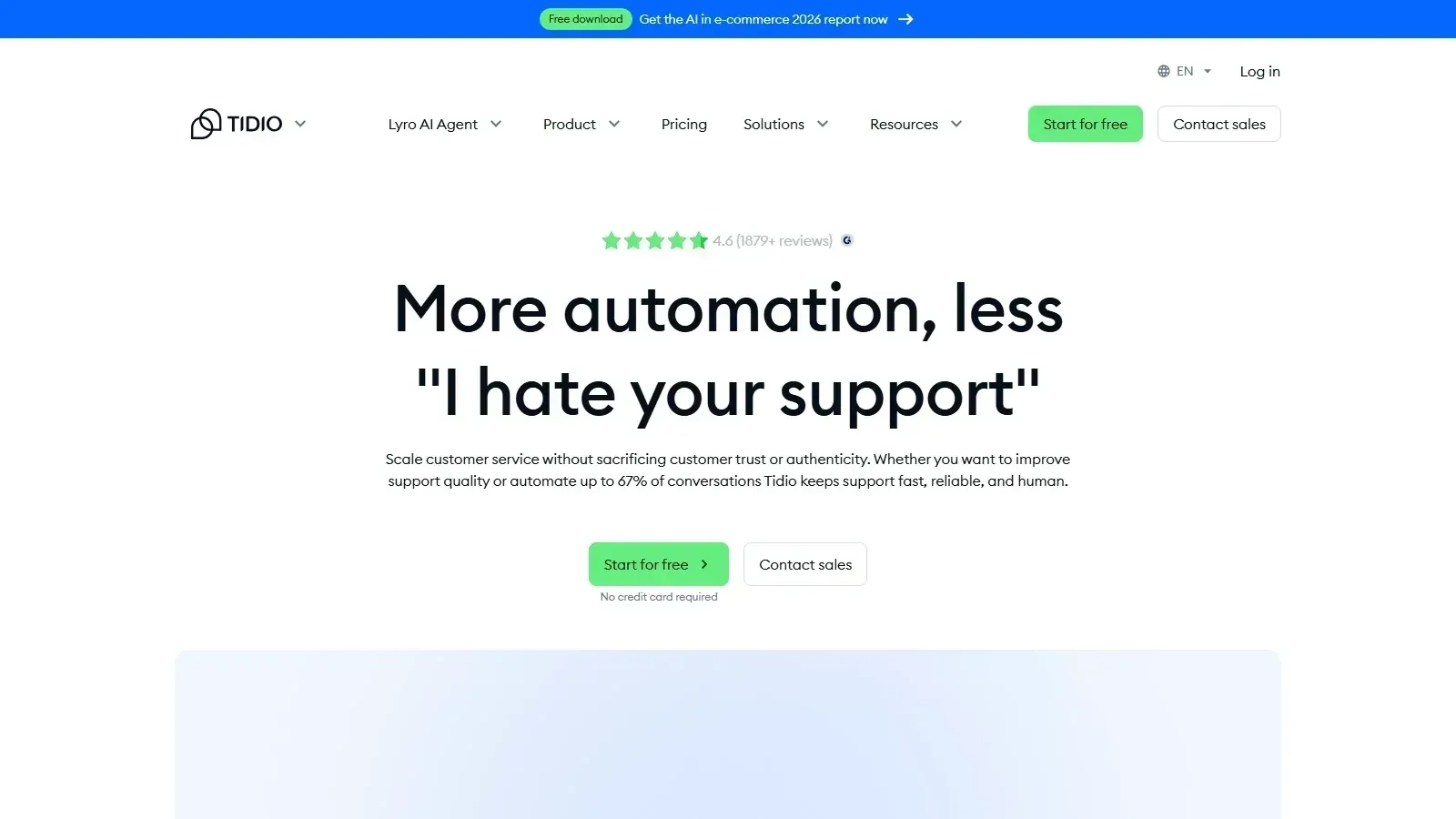 Tidio homepage screenshot