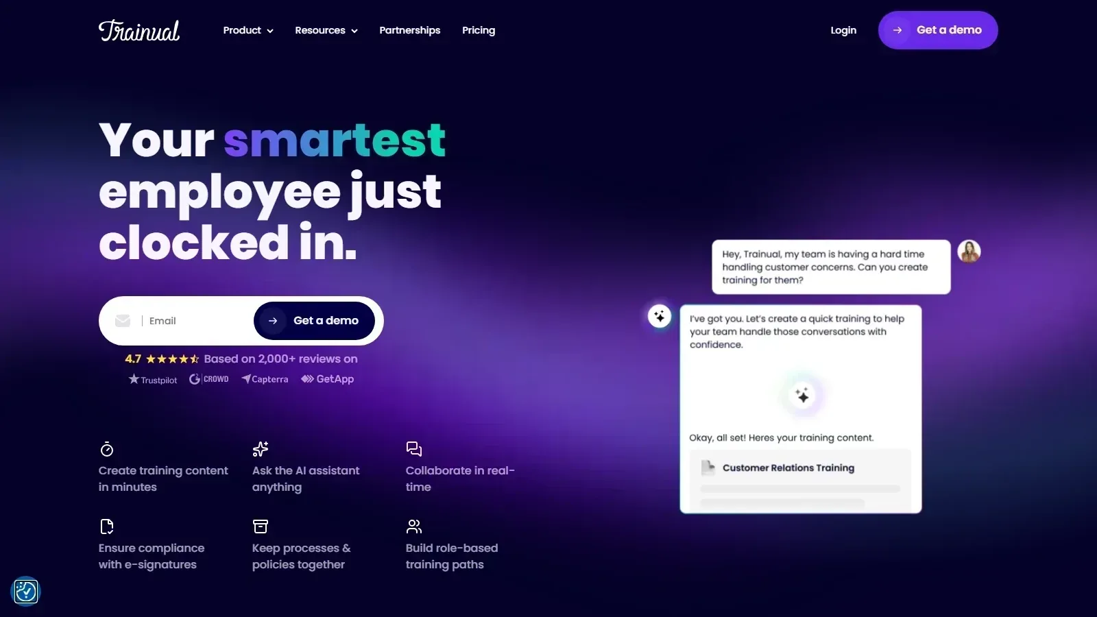 Trainual homepage screenshot