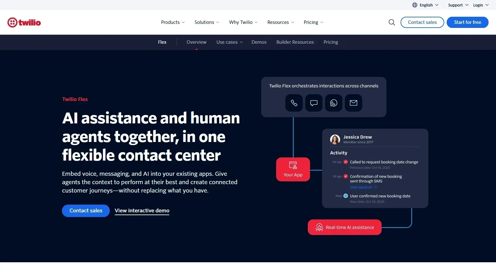 Twilio Flex homepage screenshot