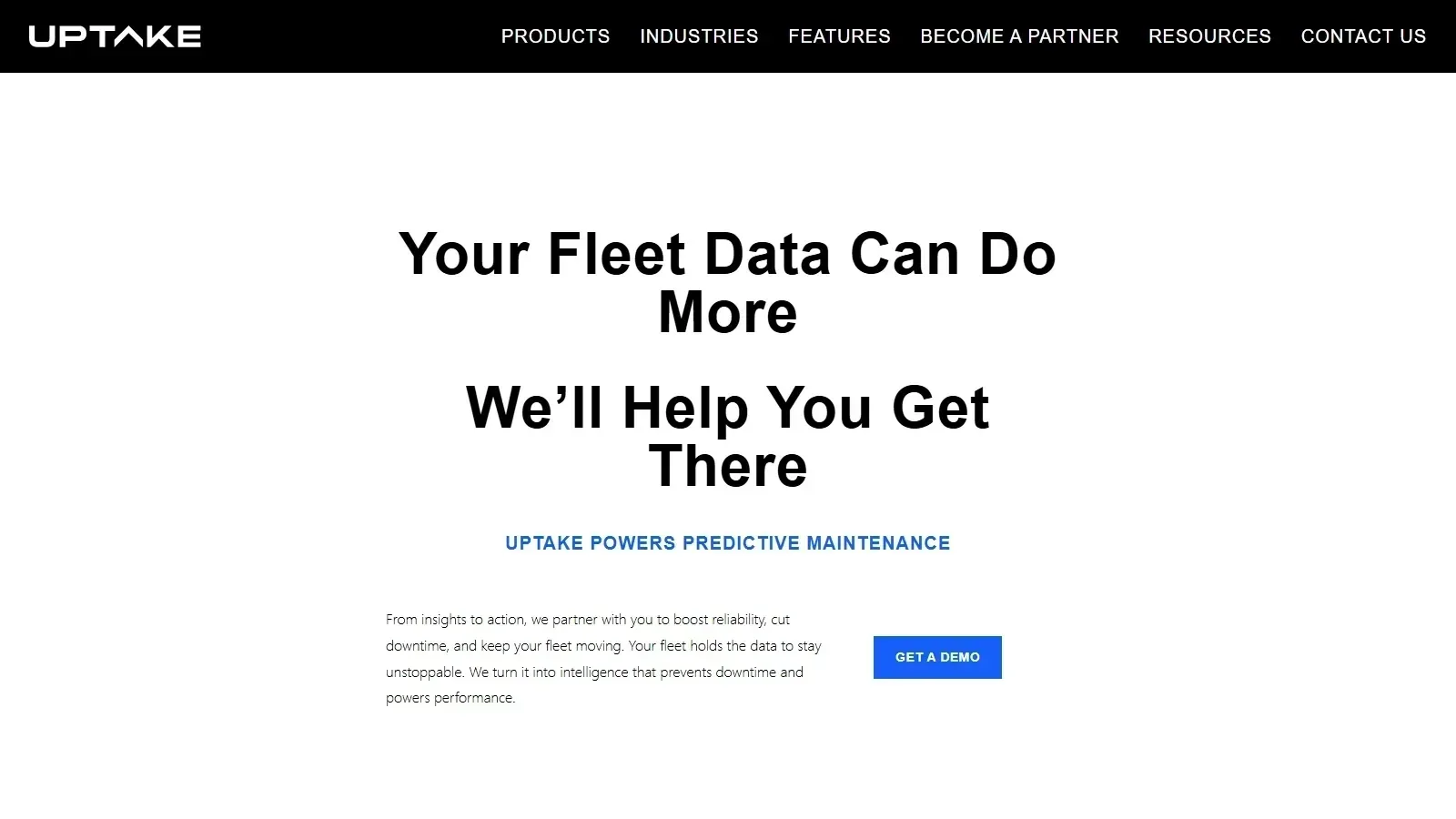 Uptake homepage screenshot