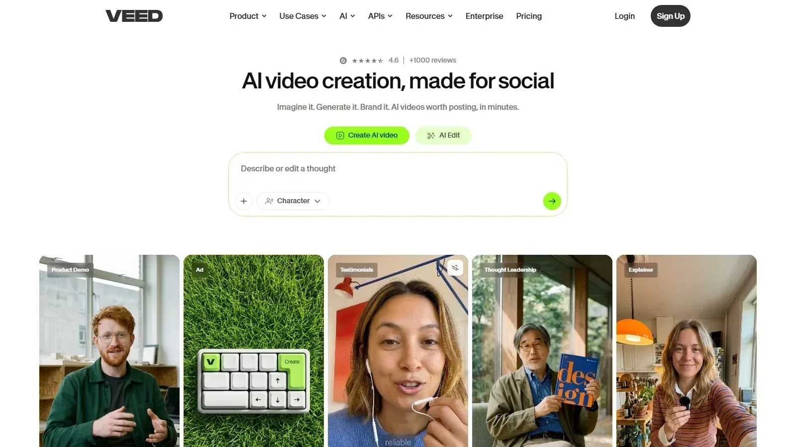 Veed homepage screenshot