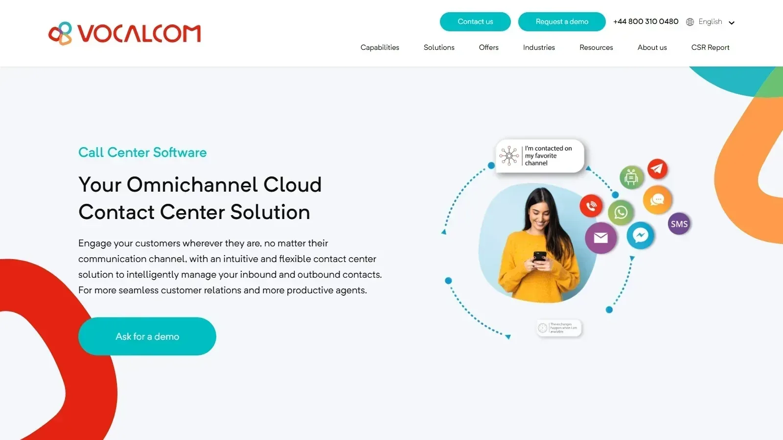 Vocalcom homepage screenshot