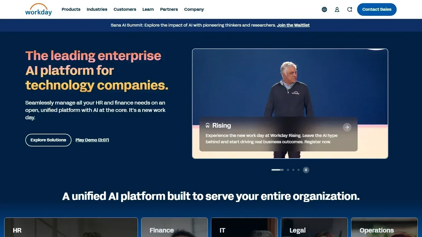 Workday ERP homepage screenshot