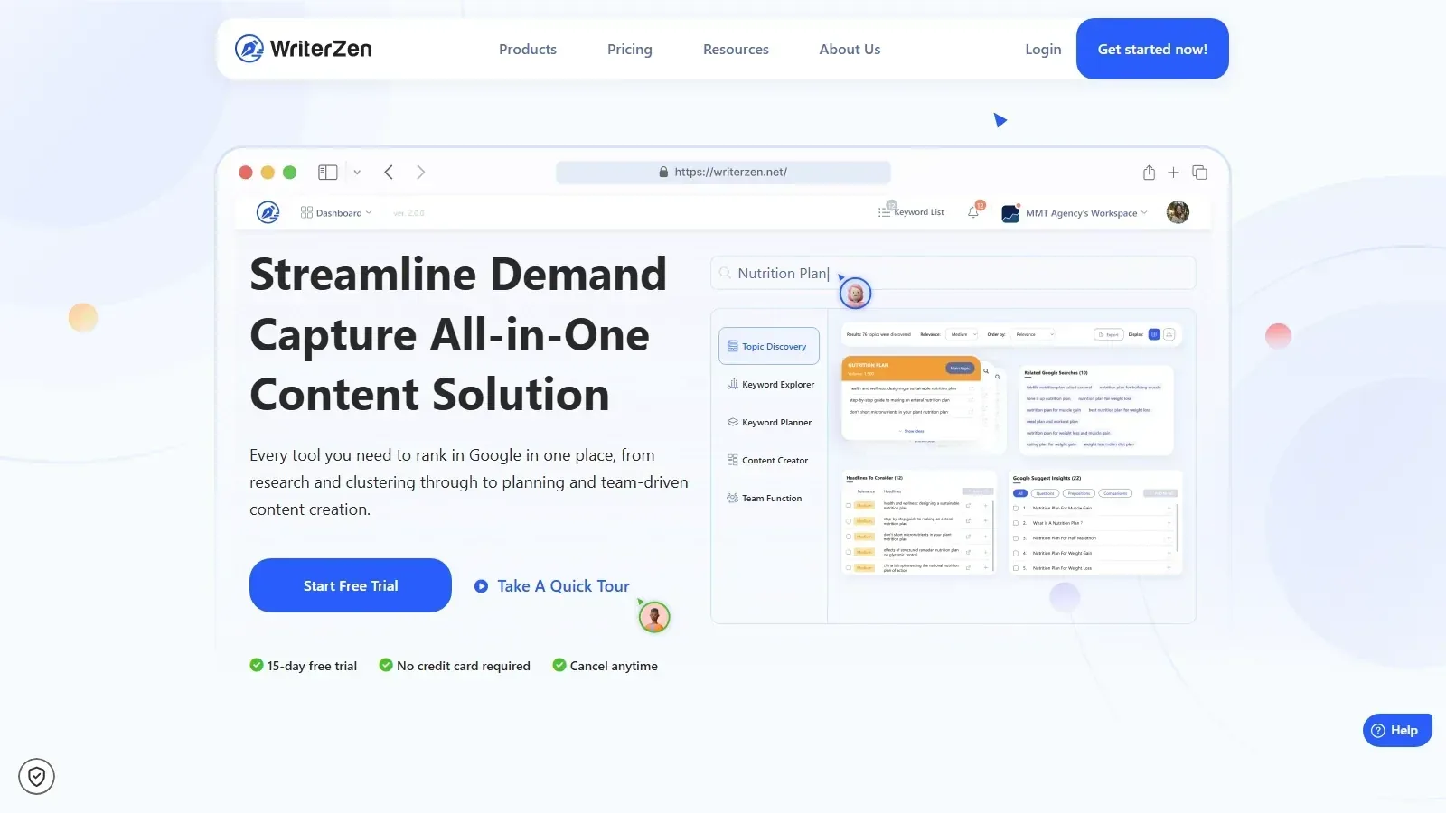 WriterZen homepage screenshot